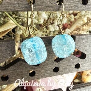 Alquimia Mint blue quartz Statement Earrings